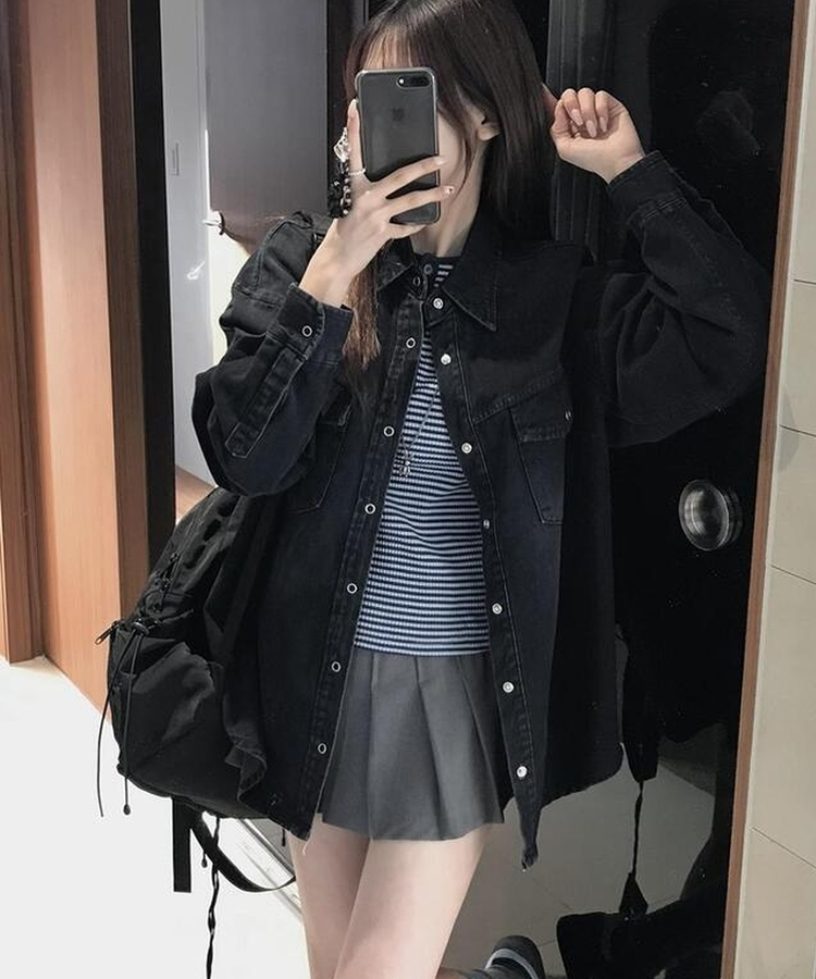 イサクデニムボタンシャツ MIDNIGHT BLACK