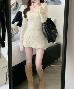 ミニワンピース メッシュパンチングワンピース CREAM