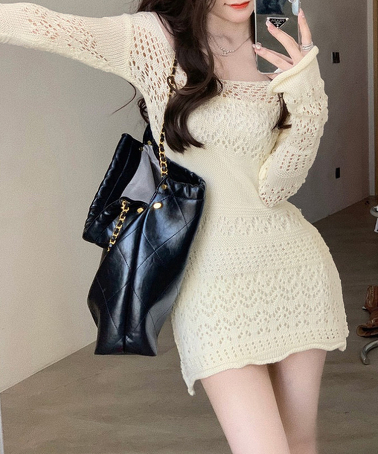 メッシュパンチングワンピース CREAM