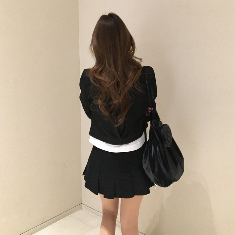 リーツコットンミニスカート BLACK