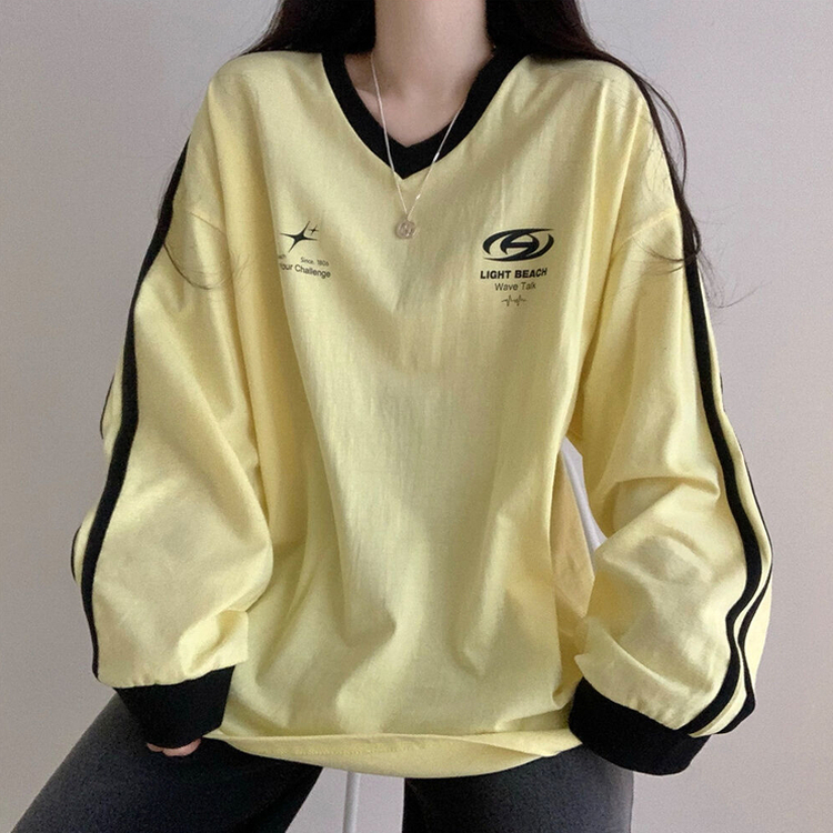 トラックラインルーズ長袖Tシャツ YELLOW