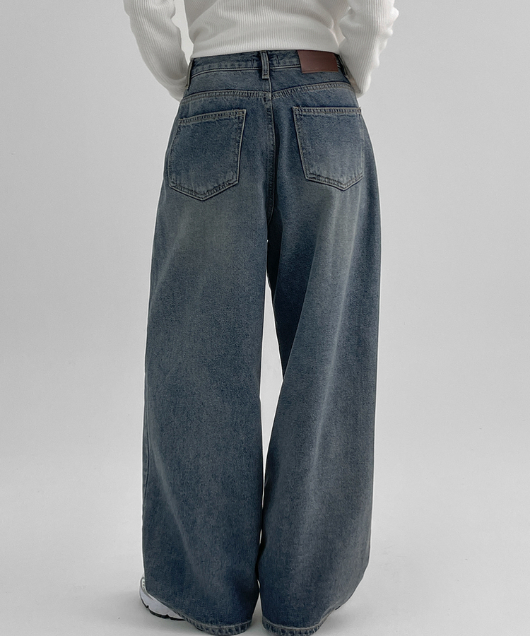 ウォッシングワイドデニムパンツ DARK BLUE