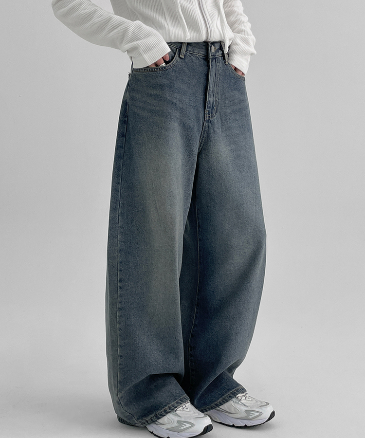 ウォッシングワイドデニムパンツ DARK BLUE
