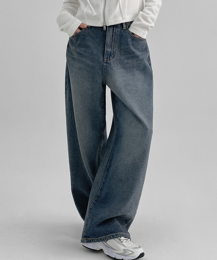 ウォッシングワイドデニムパンツ DARK BLUE