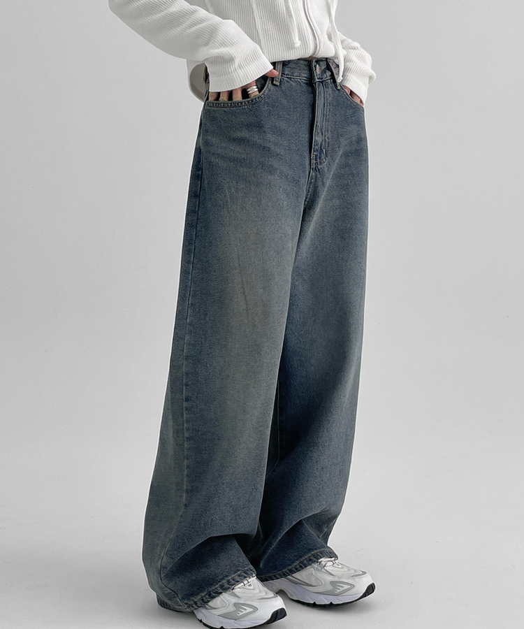 ウォッシングワイドデニムパンツ DARK BLUE