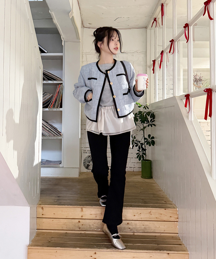 【丈別】セミブーツカットデニムパンツ(5color) BLACK