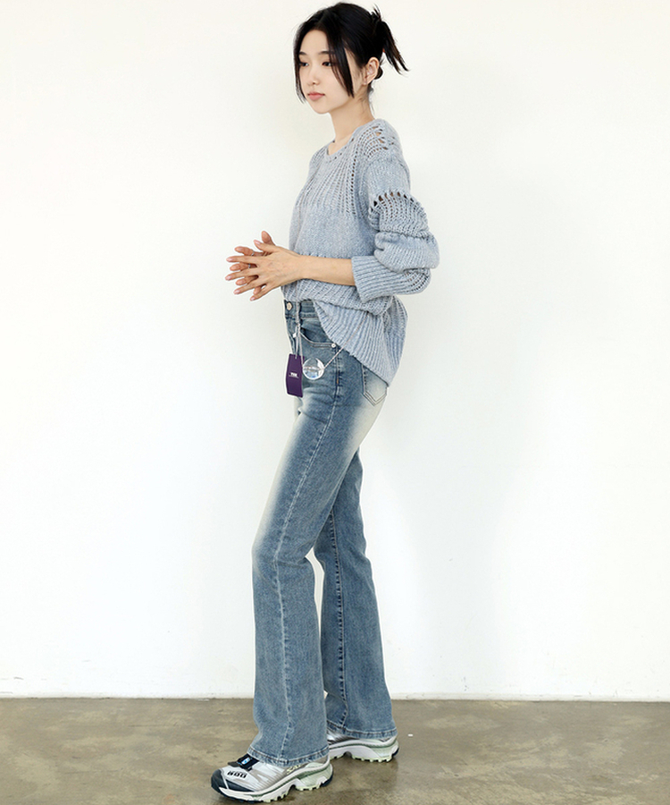 【丈別】セミブーツカットデニムパンツ(5color) BLUE
