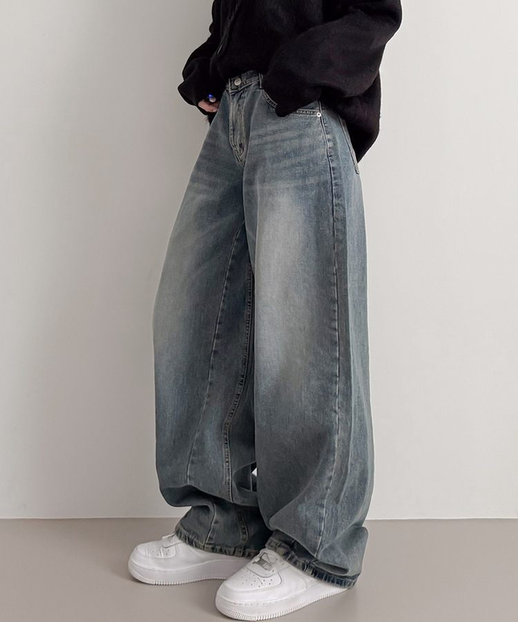 ラインデニムワイドバルーンパンツ BLUE DENIM