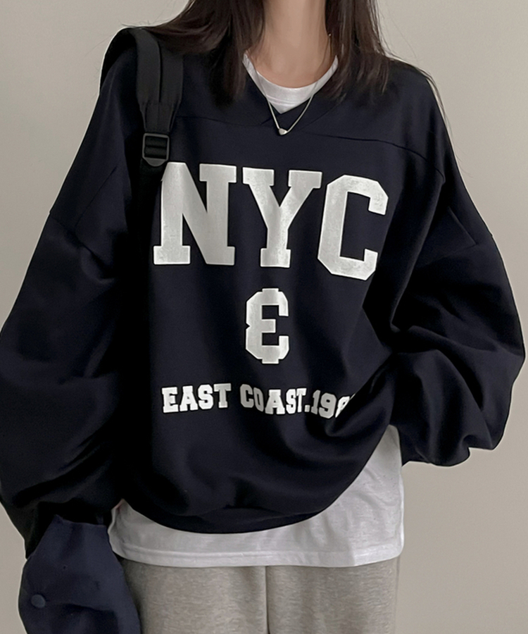 Vネックオーバーフィットトレーナー NAVY