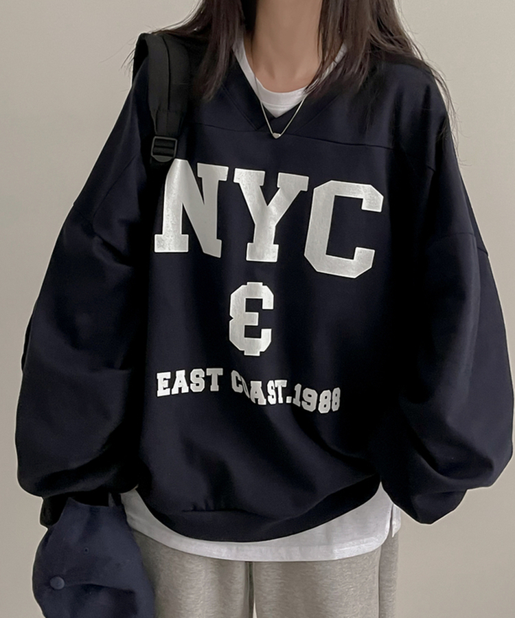 Vネックオーバーフィットトレーナー NAVY