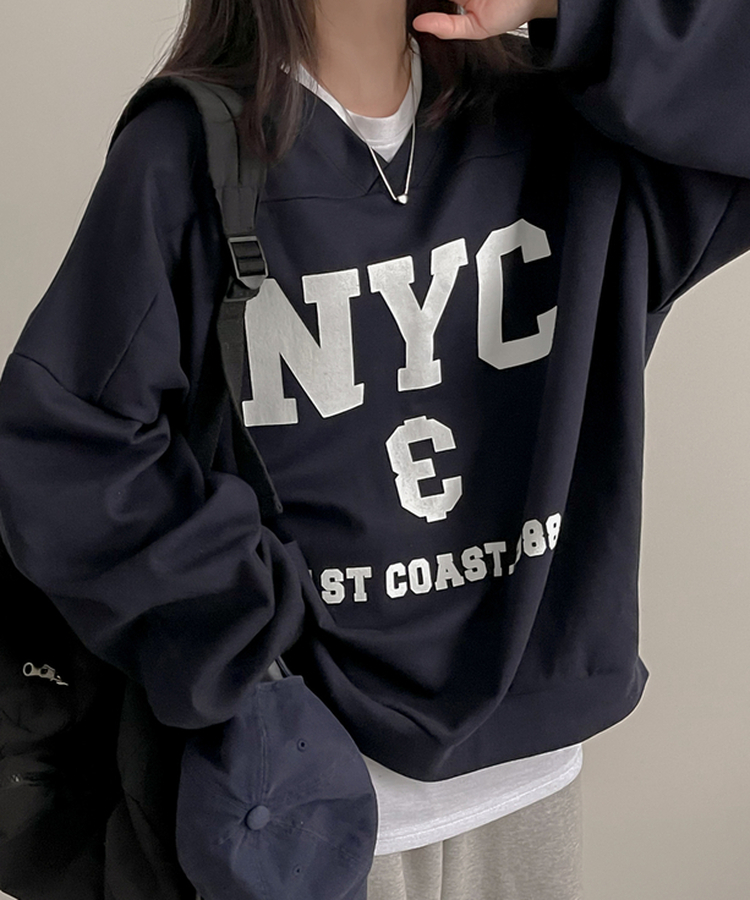 Vネックオーバーフィットトレーナー NAVY