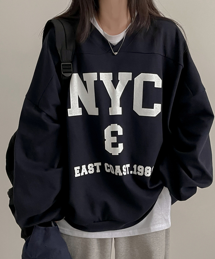 Vネックオーバーフィットトレーナー NAVY