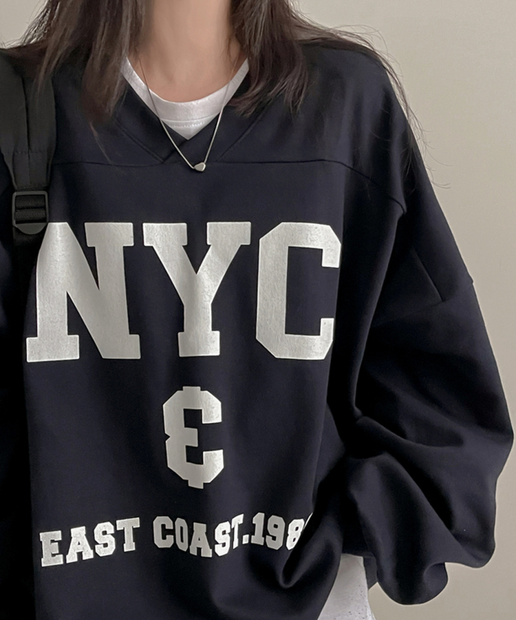 Vネックオーバーフィットトレーナー NAVY
