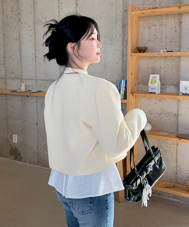 【タイ付き】レモンツイードジャケット SOFT YELLOW