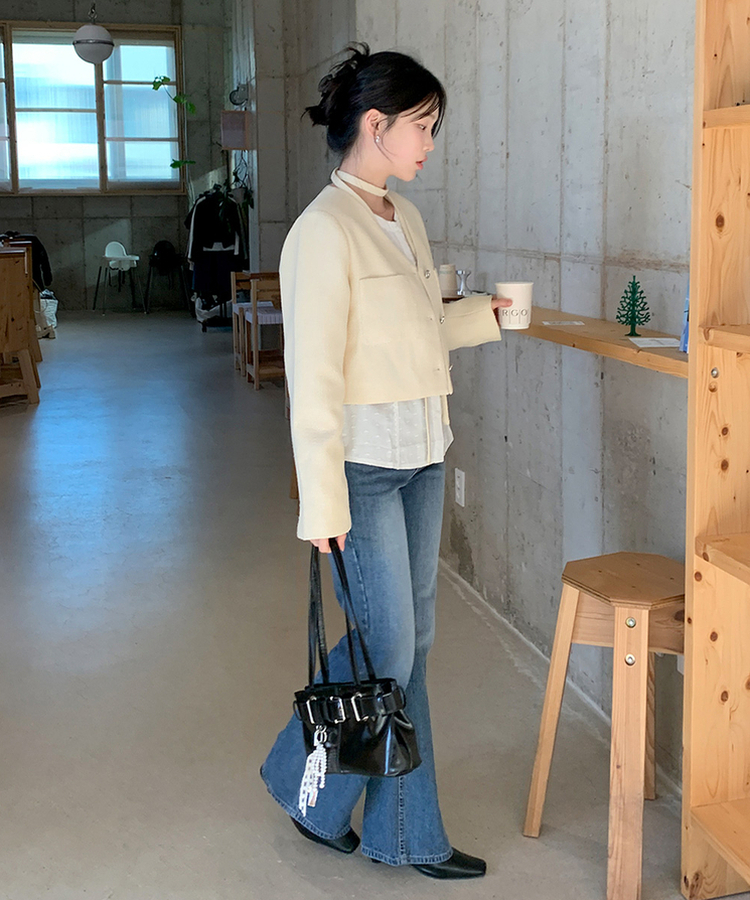 【タイ付き】レモンツイードジャケット SOFT YELLOW
