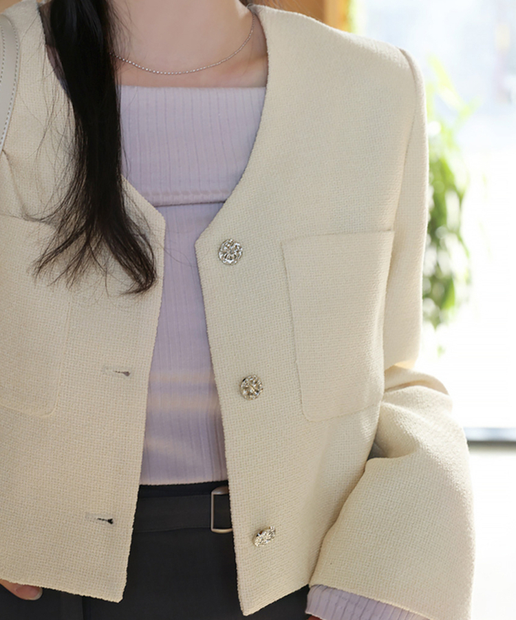 【タイ付き】レモンツイードジャケット SOFT YELLOW