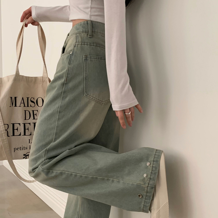 スナップウォッシングワイドデニムパンツ LIGHT DENIM