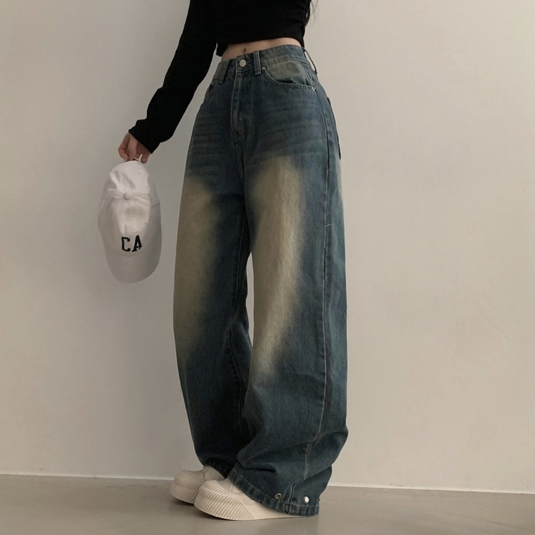 スナップウォッシングワイドデニムパンツ BLUE