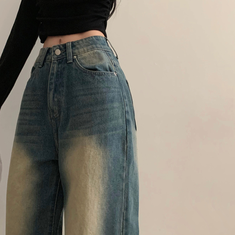 スナップウォッシングワイドデニムパンツ BLUE