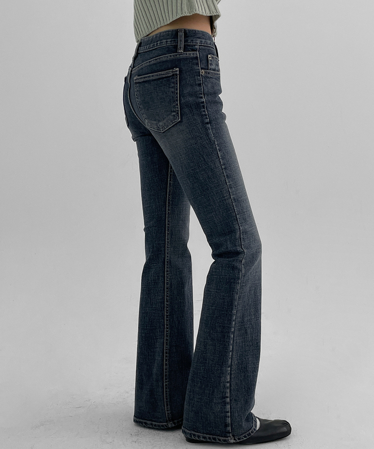 スロットウォッシングブーツカットデニムパンツ BLUE