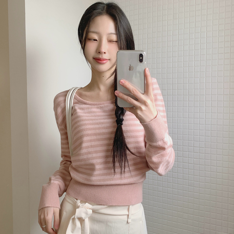 シュシュボーダーニット PINK