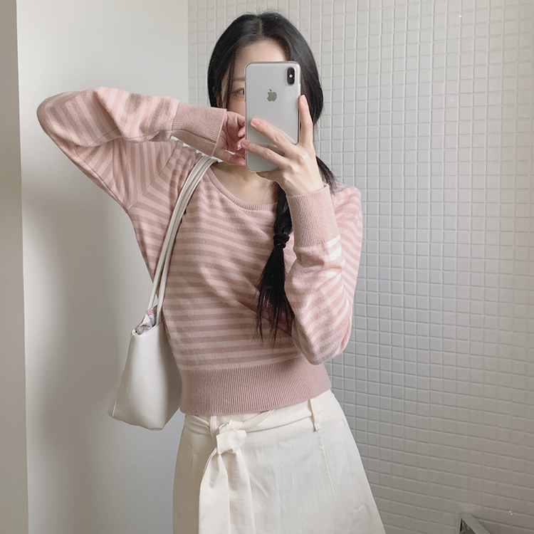 シュシュボーダーニット PINK