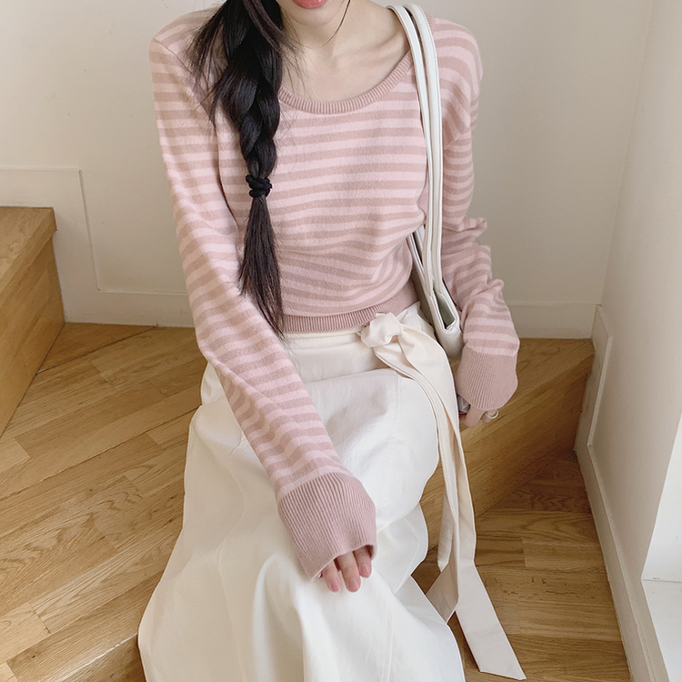シュシュボーダーニット PINK