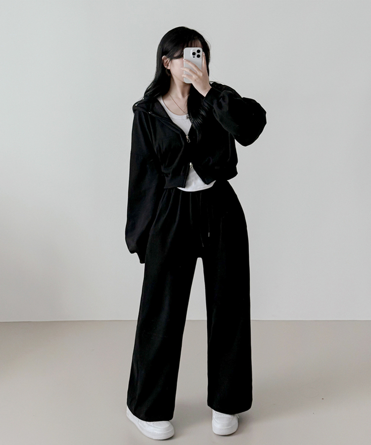 【SET】フードジップアップトレーニングセット BLACK