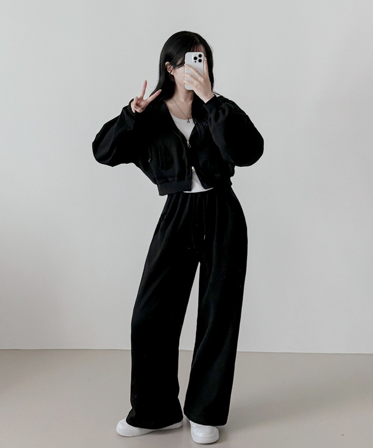 【SET】フードジップアップトレーニングセット BLACK