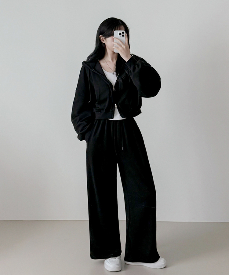 【SET】フードジップアップトレーニングセット BLACK