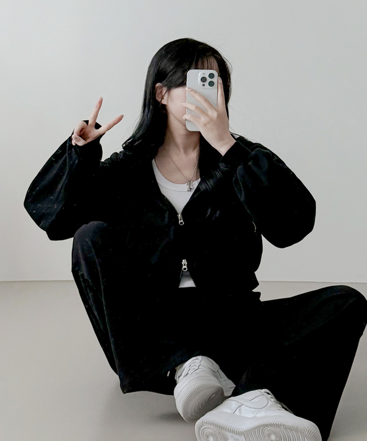 【SET】フードジップアップトレーニングセット BLACK