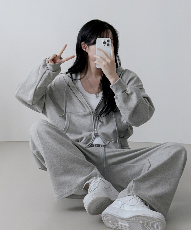 【SET】フードジップアップトレーニングセット GRAY