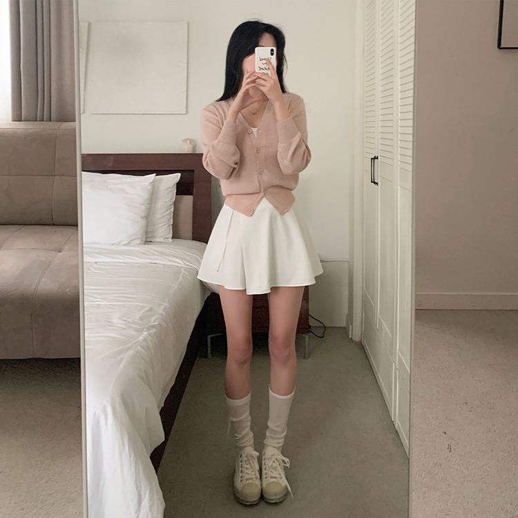 Vネックレイヤードニットガーディガン(9color) PINK