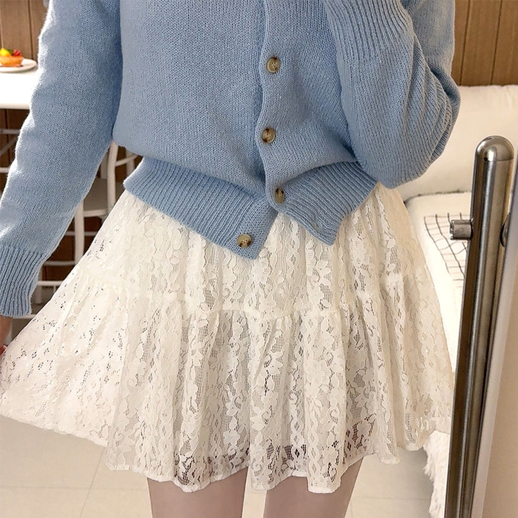 レースフレアミニスカート WHITE
