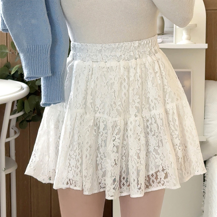レースフレアミニスカート WHITE