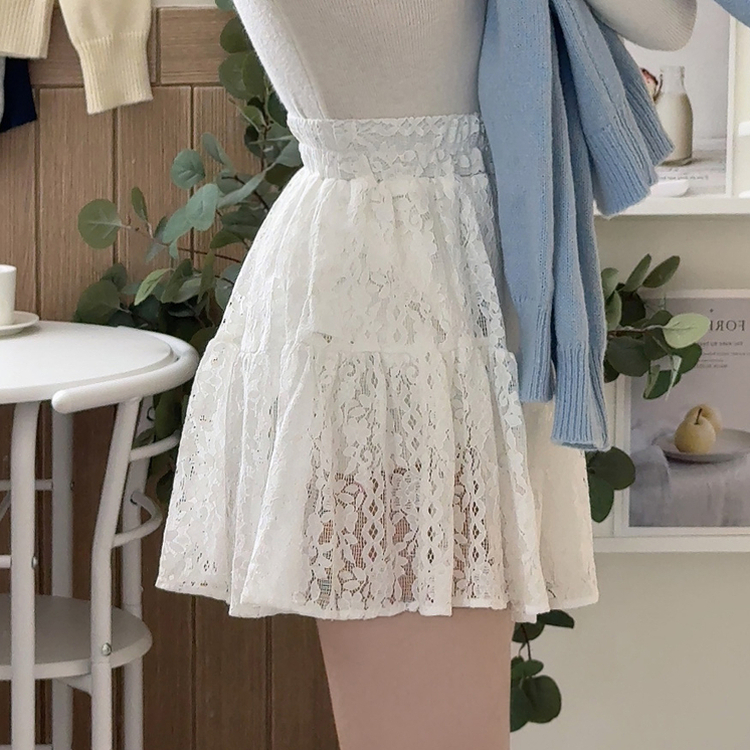レースフレアミニスカート WHITE