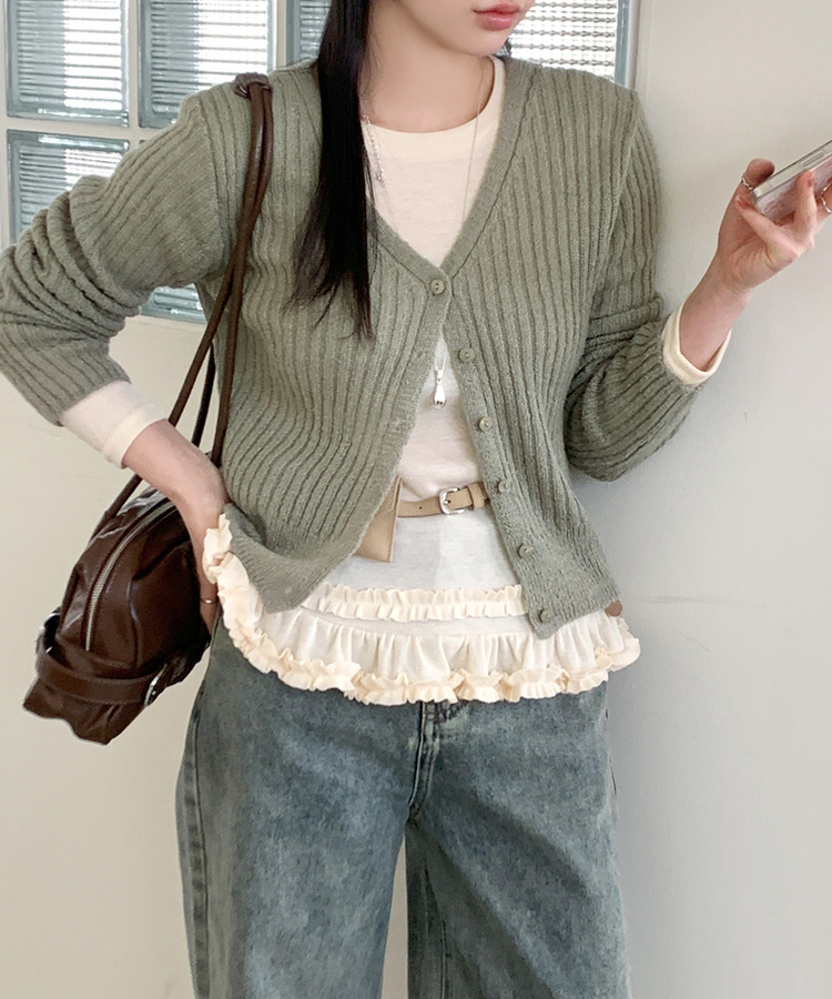 クロップカーディガン(5color) KHAKI