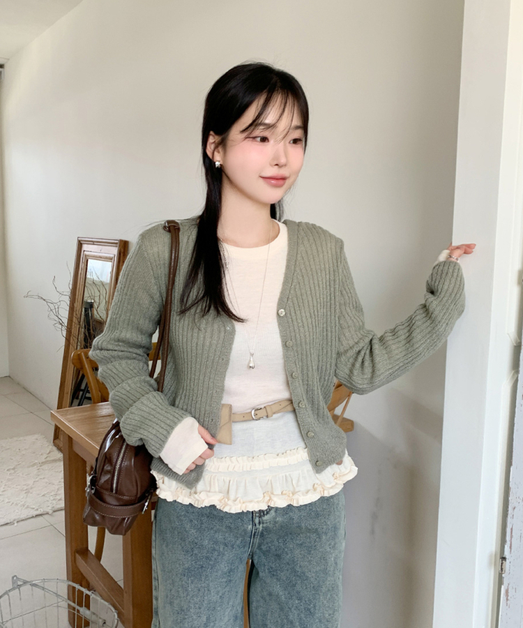 クロップカーディガン(5color) KHAKI