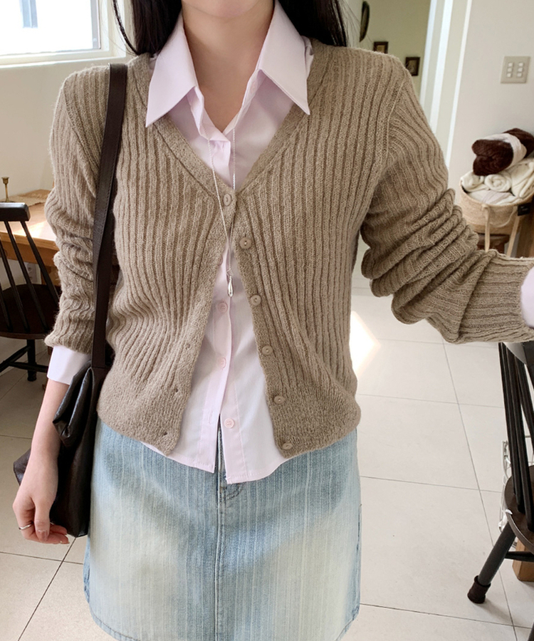 クロップカーディガン(5color) BROWN