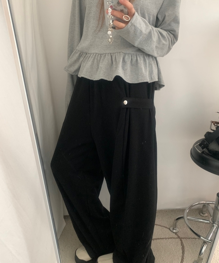 サイドピンタックトレーニングパンツ BLACK