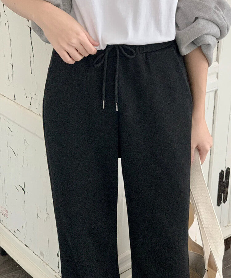 【丈別】セミブーツカットバンディングパンツ BLACK