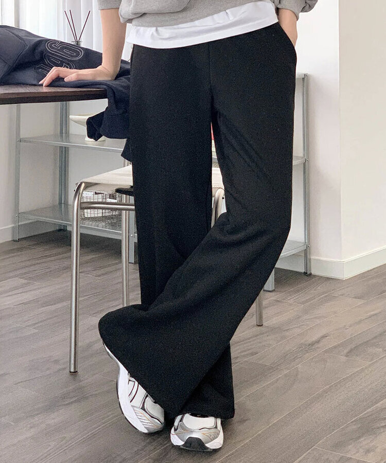 【丈別】セミブーツカットバンディングパンツ BLACK