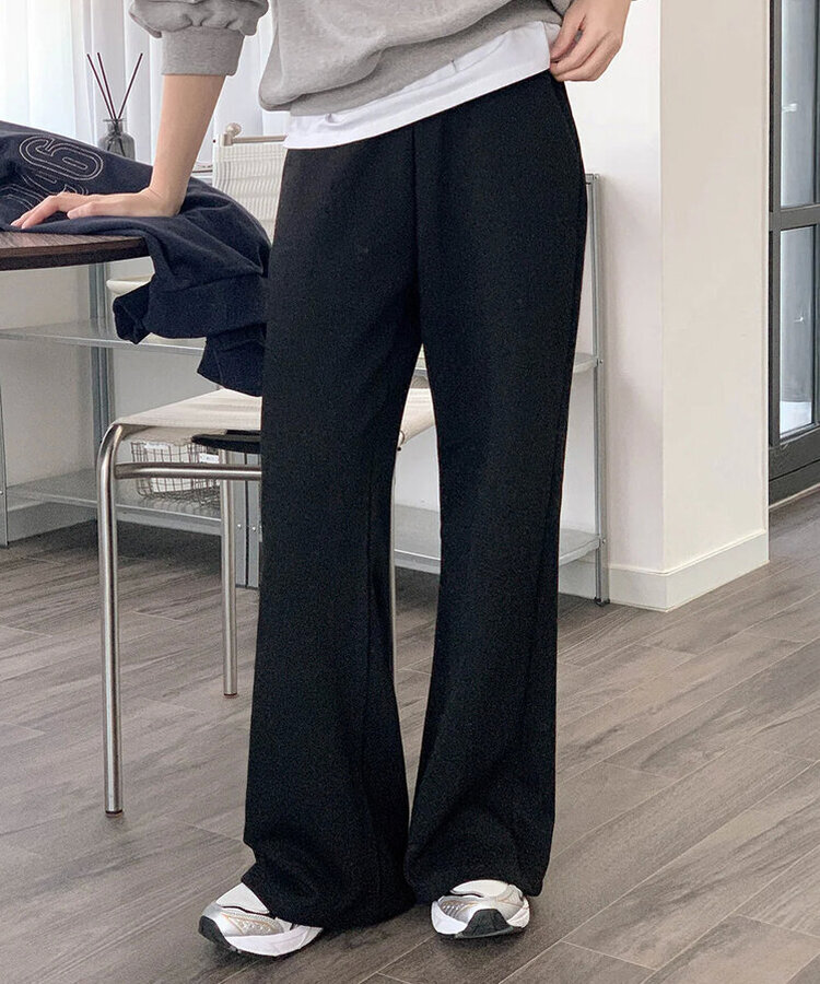 【丈別】セミブーツカットバンディングパンツ BLACK