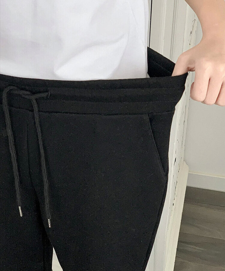 【丈別】セミブーツカットバンディングパンツ BLACK