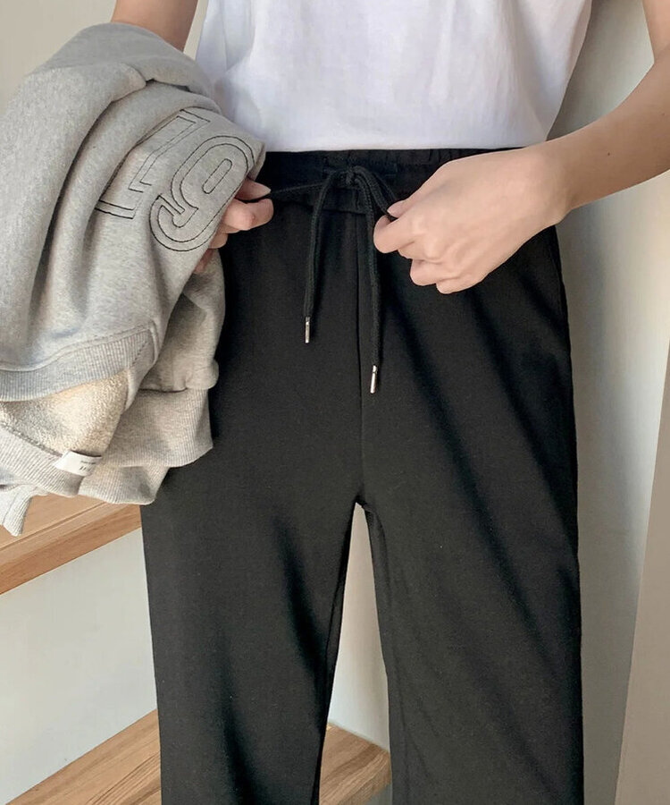 【丈別】セミブーツカットバンディングパンツ BLACK