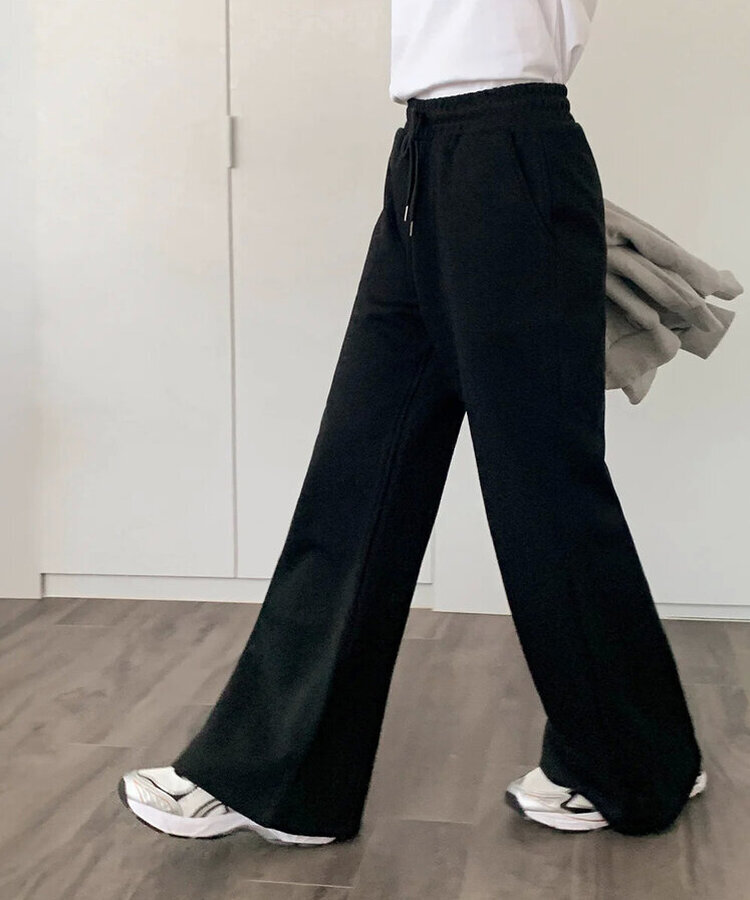 【丈別】セミブーツカットバンディングパンツ BLACK