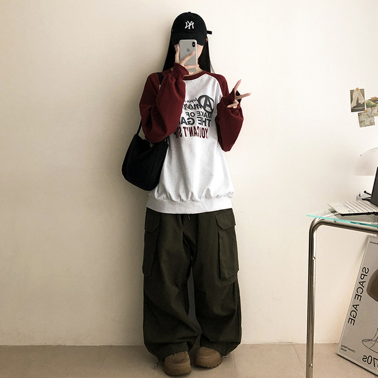 ラグランバイカラートレーナー PLUM