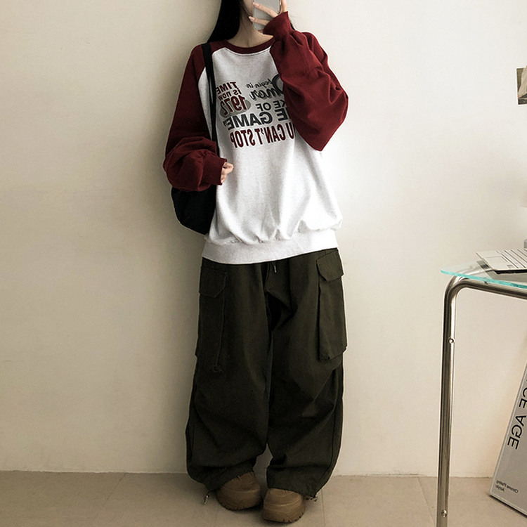 ラグランバイカラートレーナー PLUM