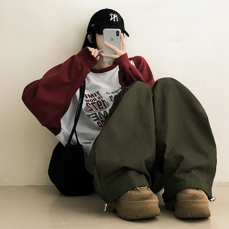 ラグランバイカラートレーナー PLUM