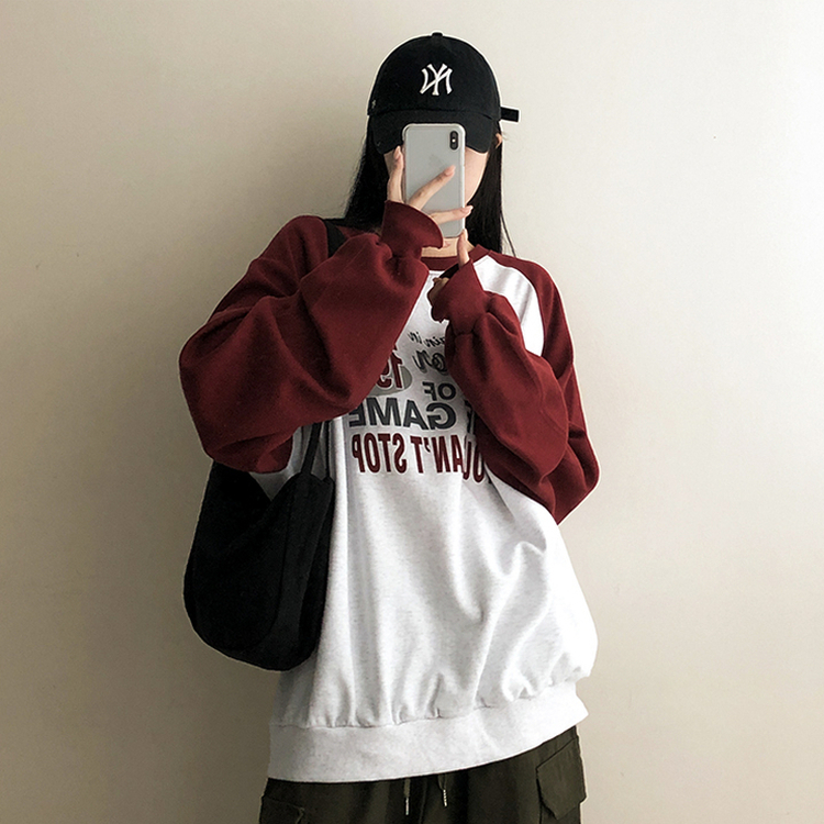 ラグランバイカラートレーナー PLUM